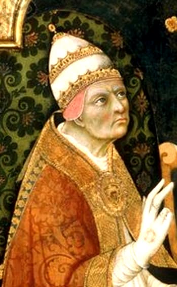 Portrait of Pope Callixtus III by Sano di Pietro, Alfonso de Borja, first Borgia pope (1455-1458)