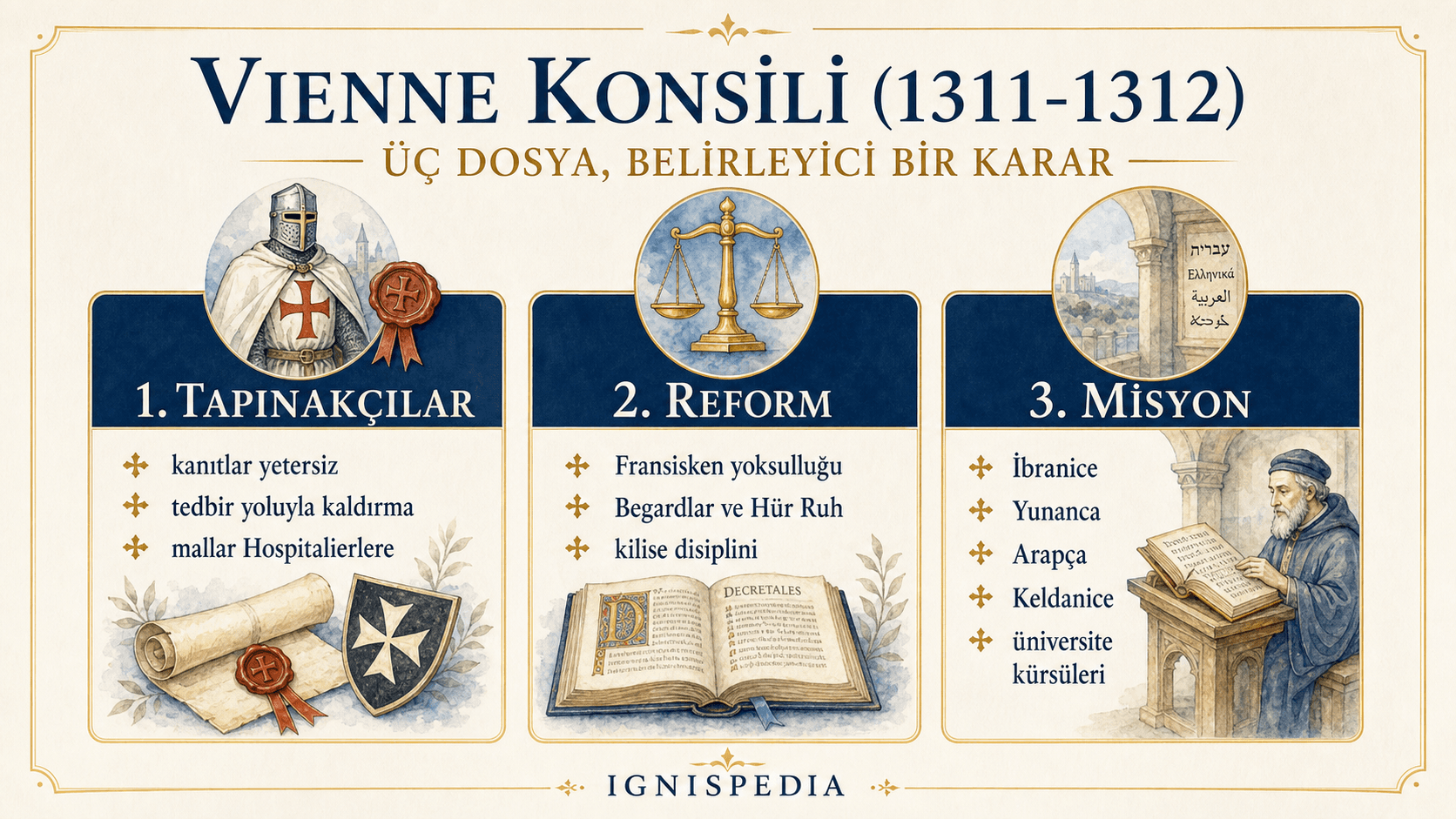 Vienne Konsili’nin üç büyük gündem maddesi hakkında infografik