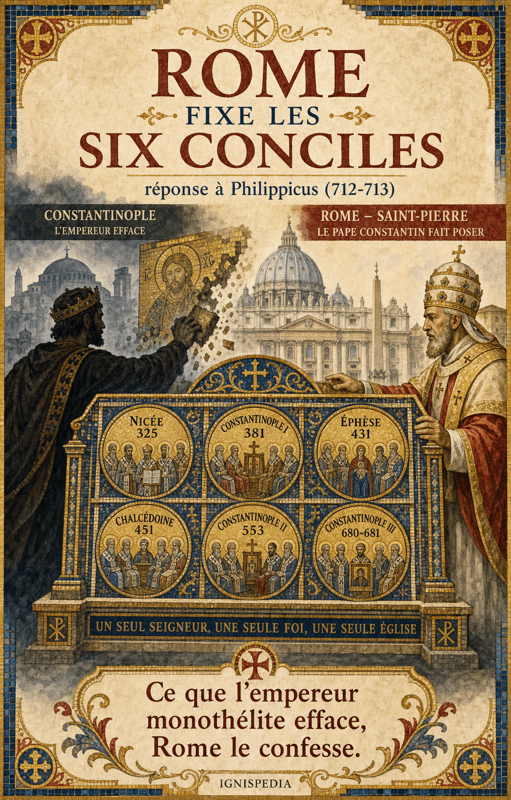 Infographie Ignispedia : Rome fixe les six conciles œcuméniques à Saint-Pierre