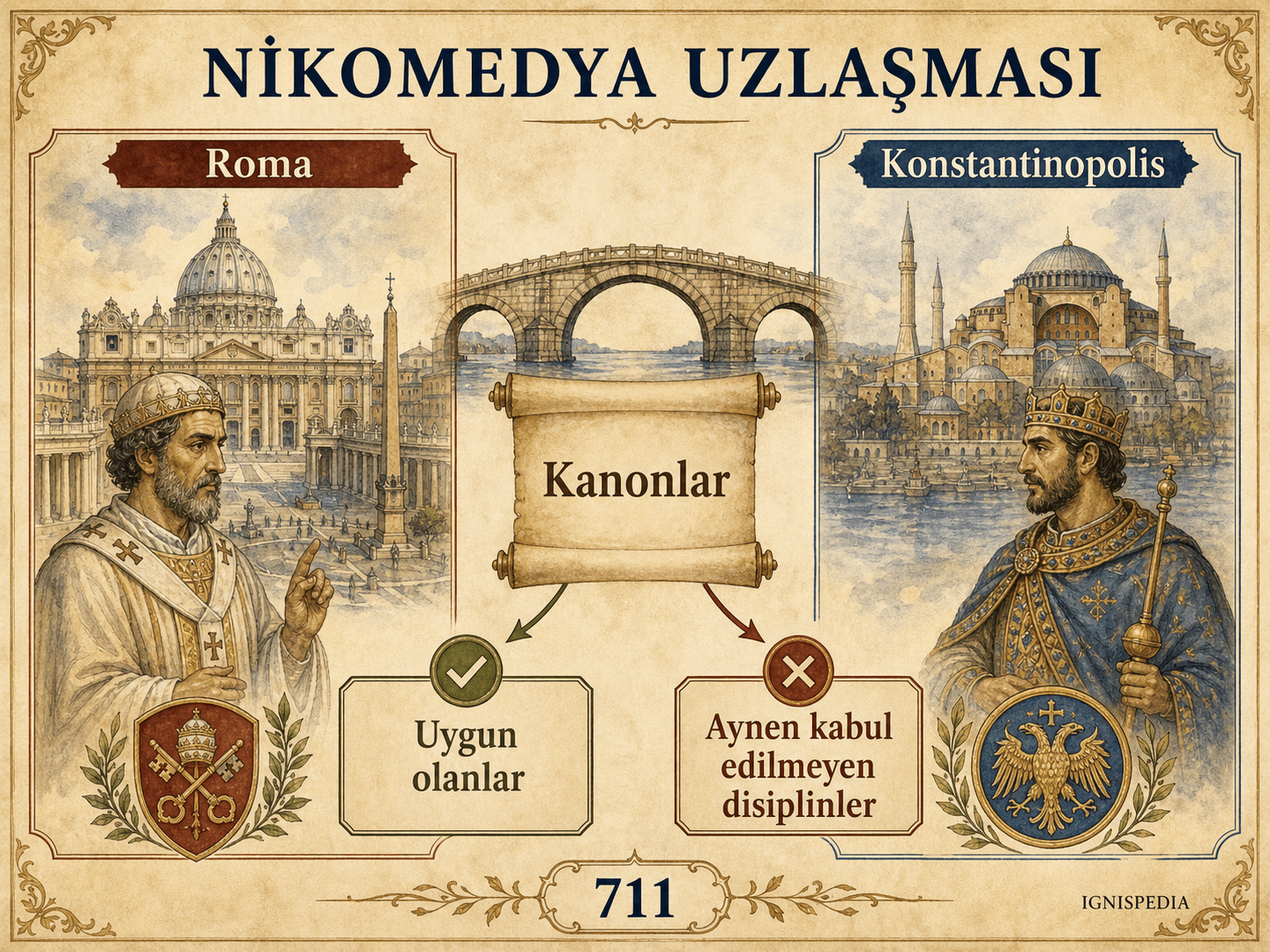 Ignispedia infografik: Kısa metin kanonları üzerinde Nikomedya uzlaşması