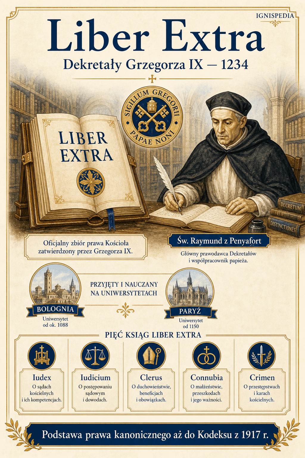 Infografika Liber Extra z 1234 roku, Dekretale Grzegorza IX przekazane Raymondowi de Peñafort