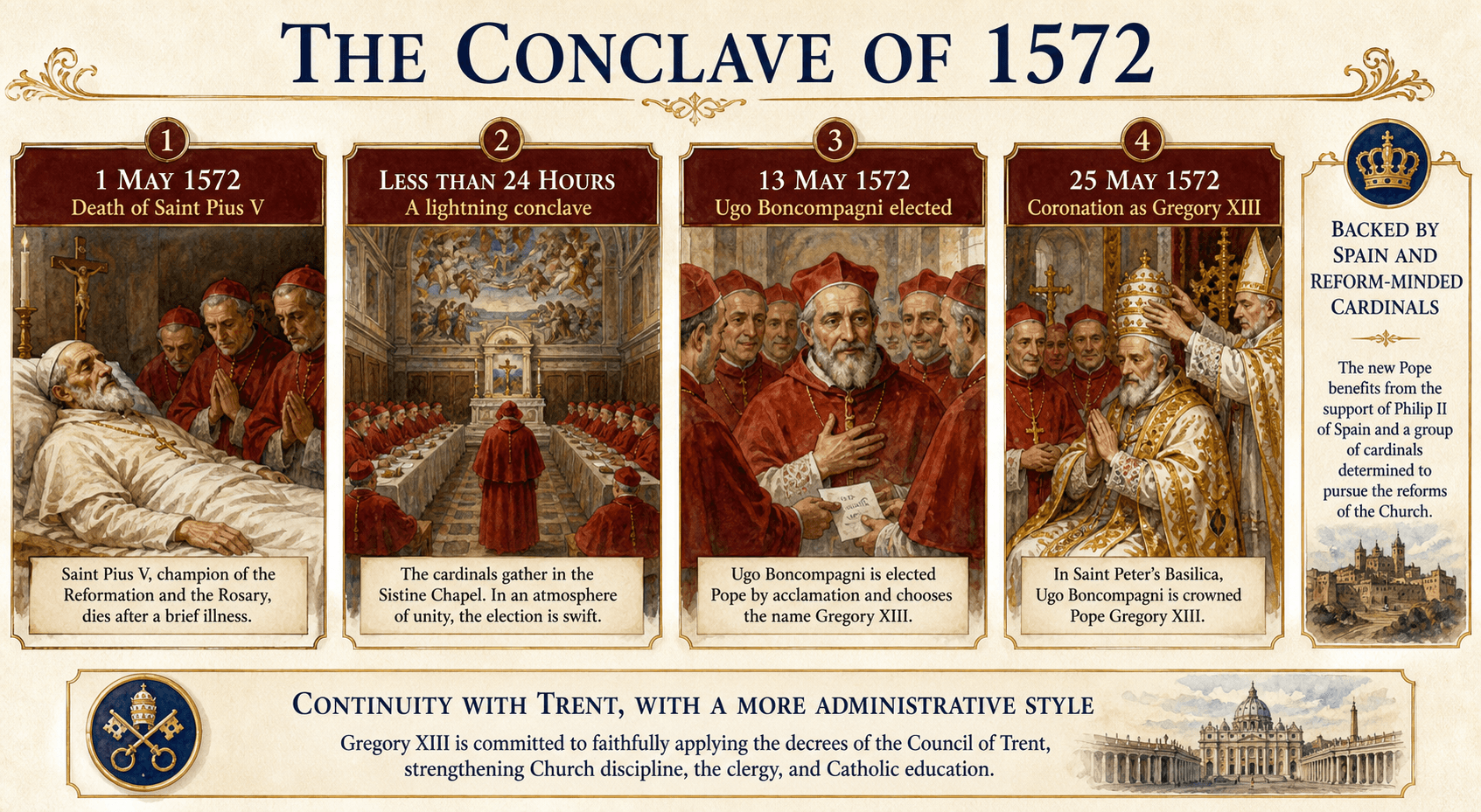 Infographic on the conclave of 1572 and the rapid election of Gregory XIII