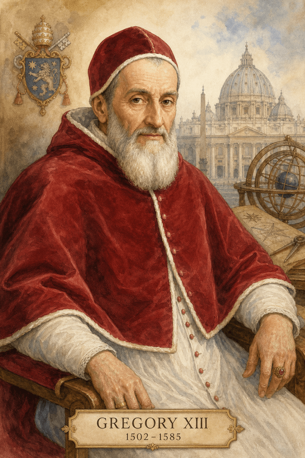 Illustrated portrait of Pope Gregory XIII (Ugo Boncompagni, 1502-1585)