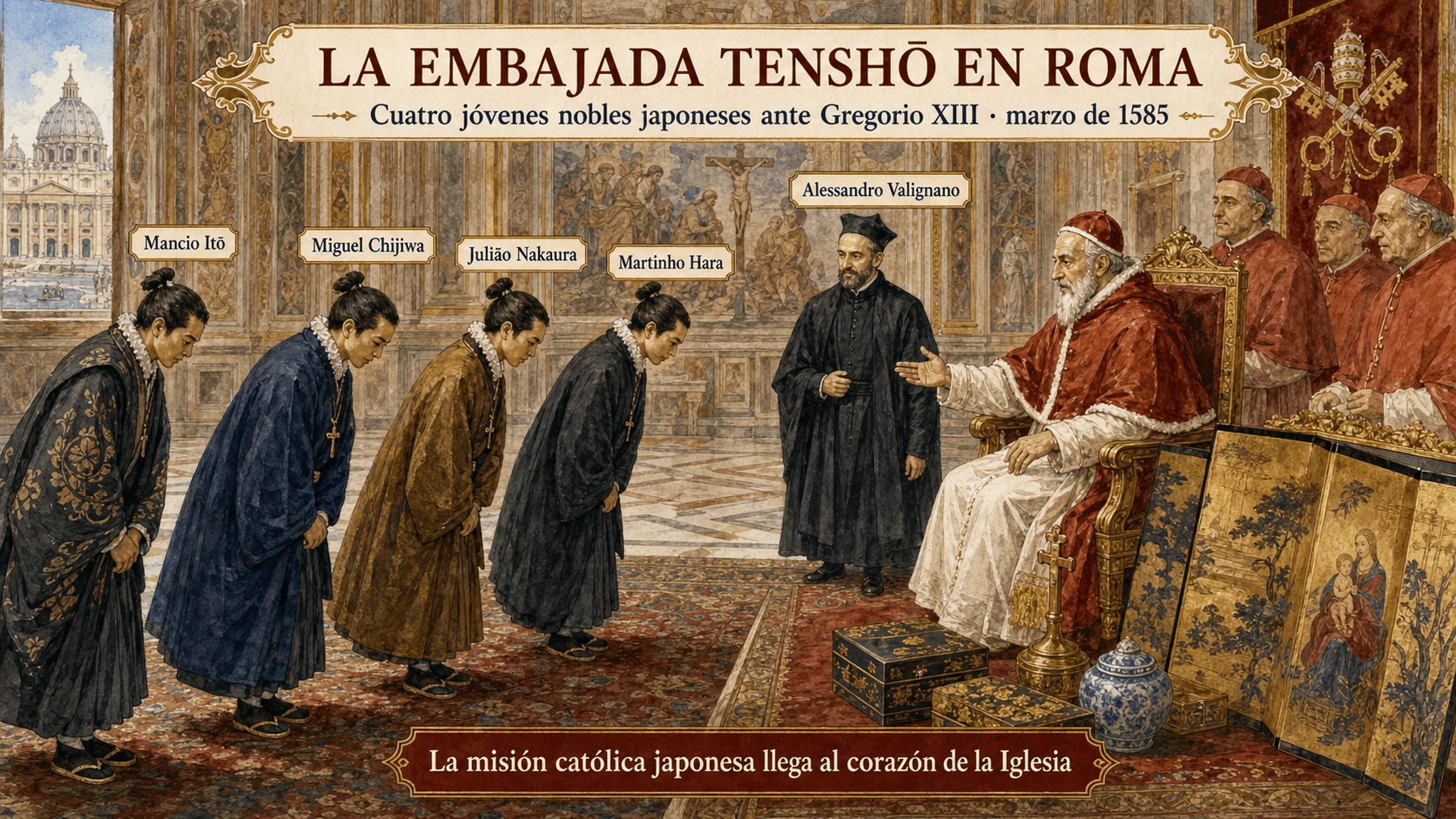 Recepción de la embajada japonesa Tenshō por Gregorio XIII en 1585
