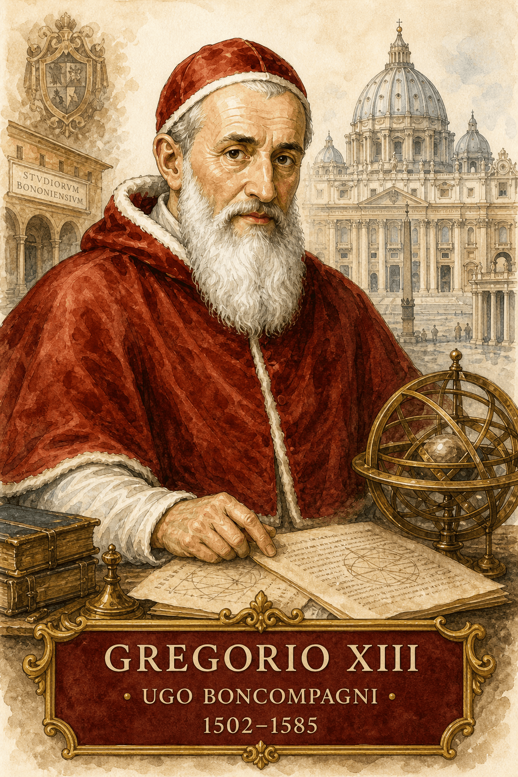 Retrato ilustrado del papa Gregorio XIII (Ugo Boncompagni, 1502-1585)