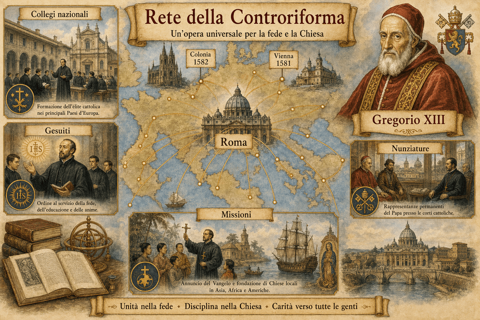 Carta della rete di collegi, seminari e nunziature stabilite da Gregorio XIII
