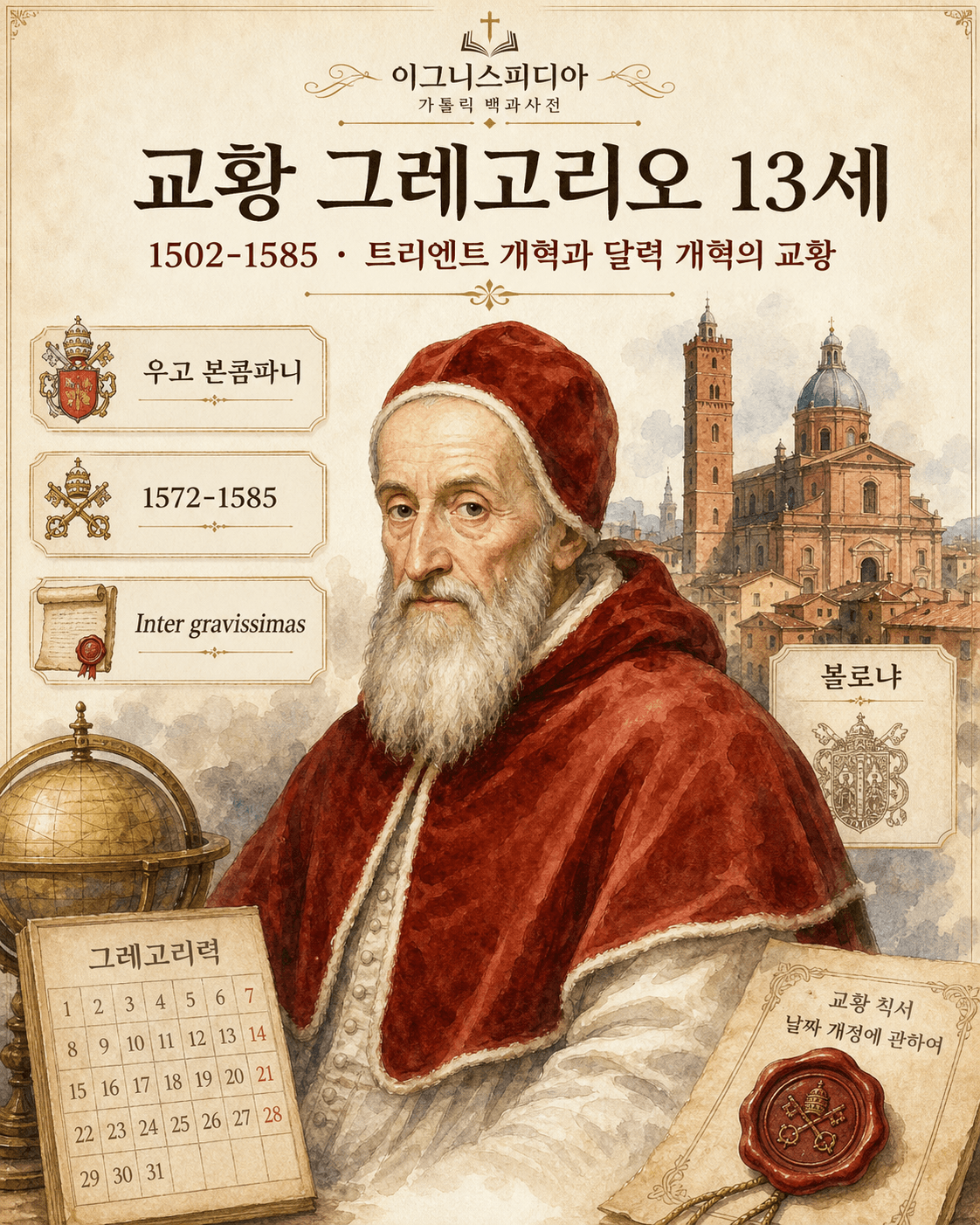 그레고리오 13세 교황 초상화 (우고 본콤파니, 1502-1585)