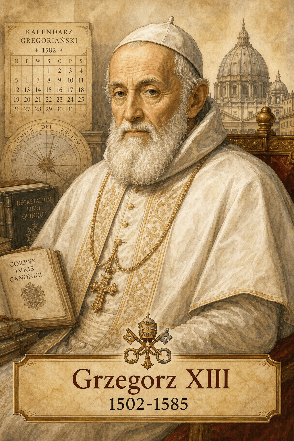 Ilustrowany portret papieża Grzegorza XIII (Ugo Boncompagni, 1502-1585)
