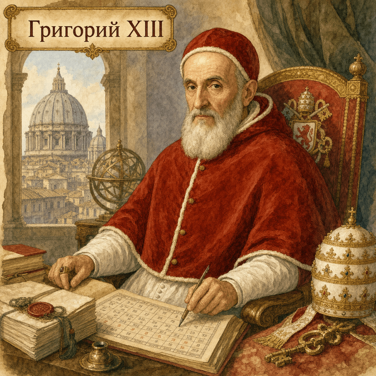 Иллюстрированный портрет папы Григория XIII (Уго Бонкомпаньи, 1502-1585)