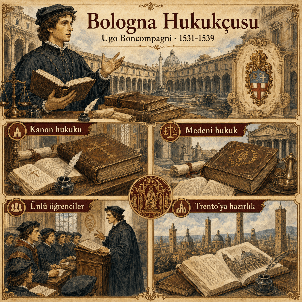 Genç Ugo Boncompagni Bologna Üniversitesi’nde hukuk ders verirken