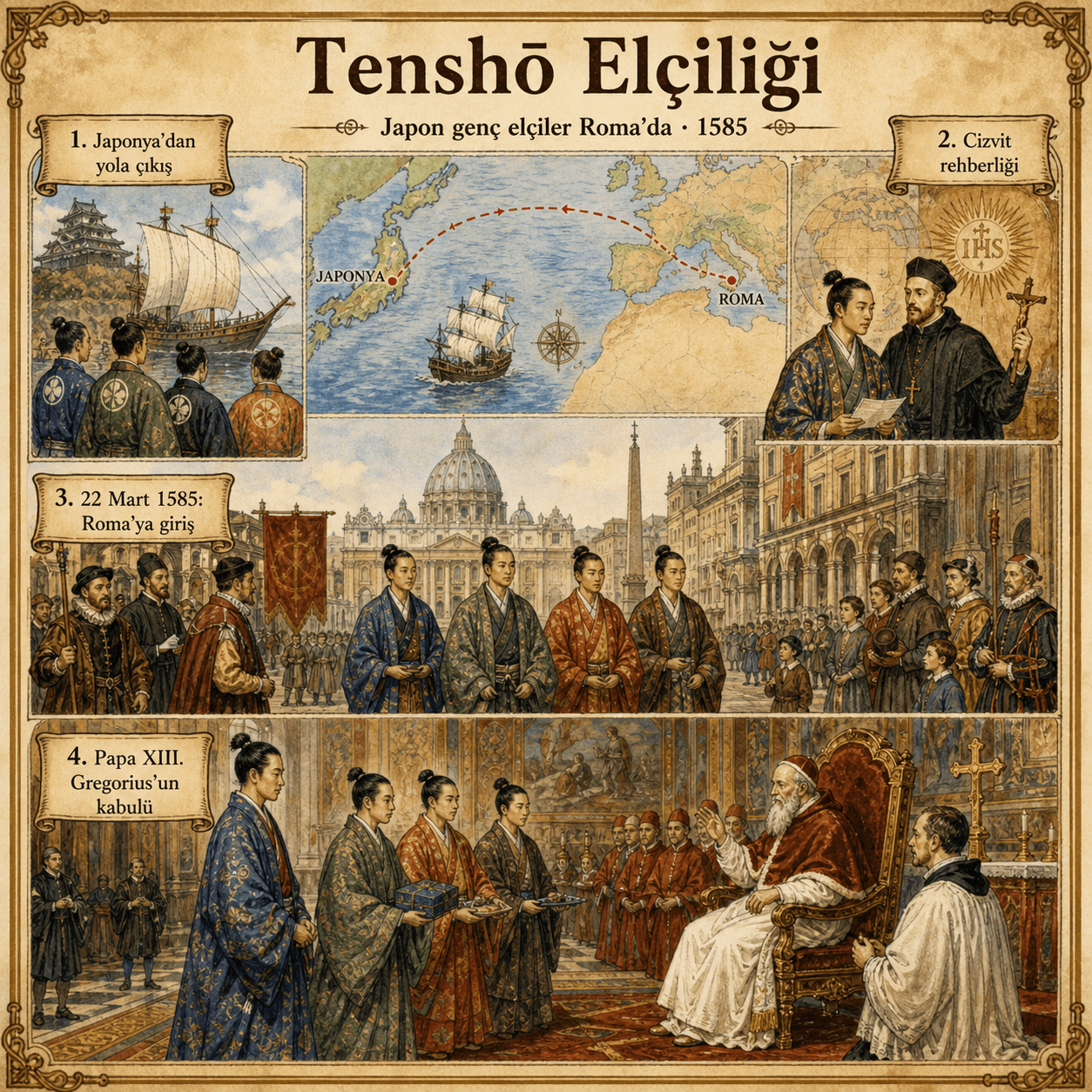 1585’te XIII. Gregorius tarafından kabul edilen Japon Tenshō elçiliği