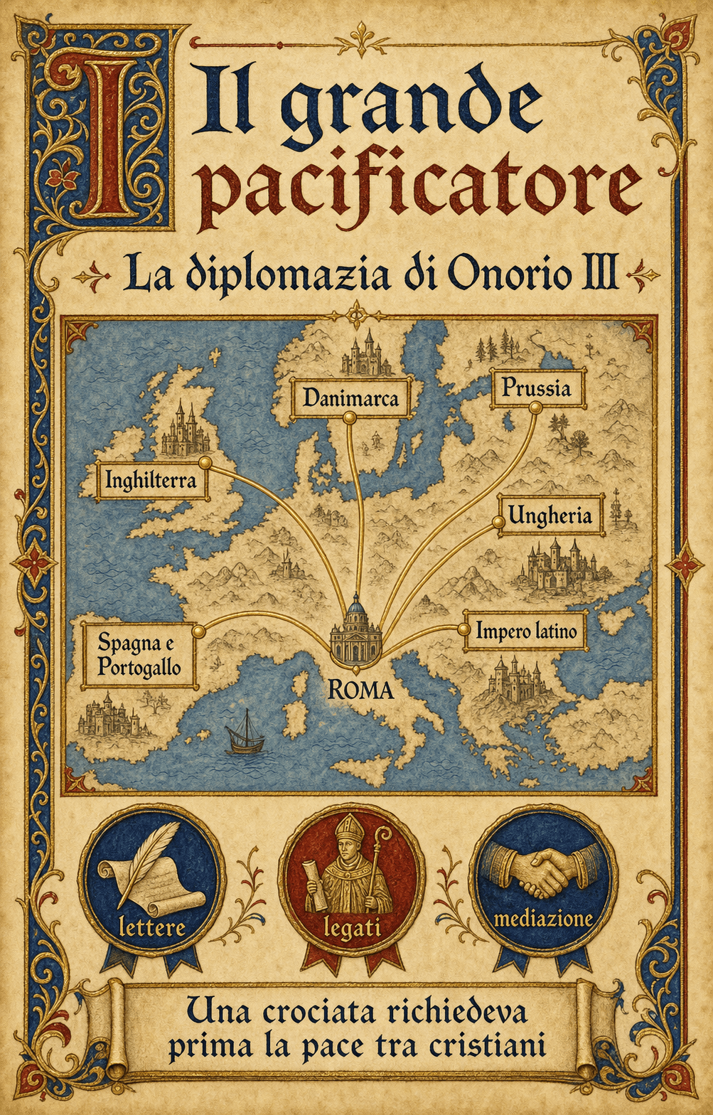 Infografica Ignispedia: Onorio III pacificatore dell'Europa cristiana.