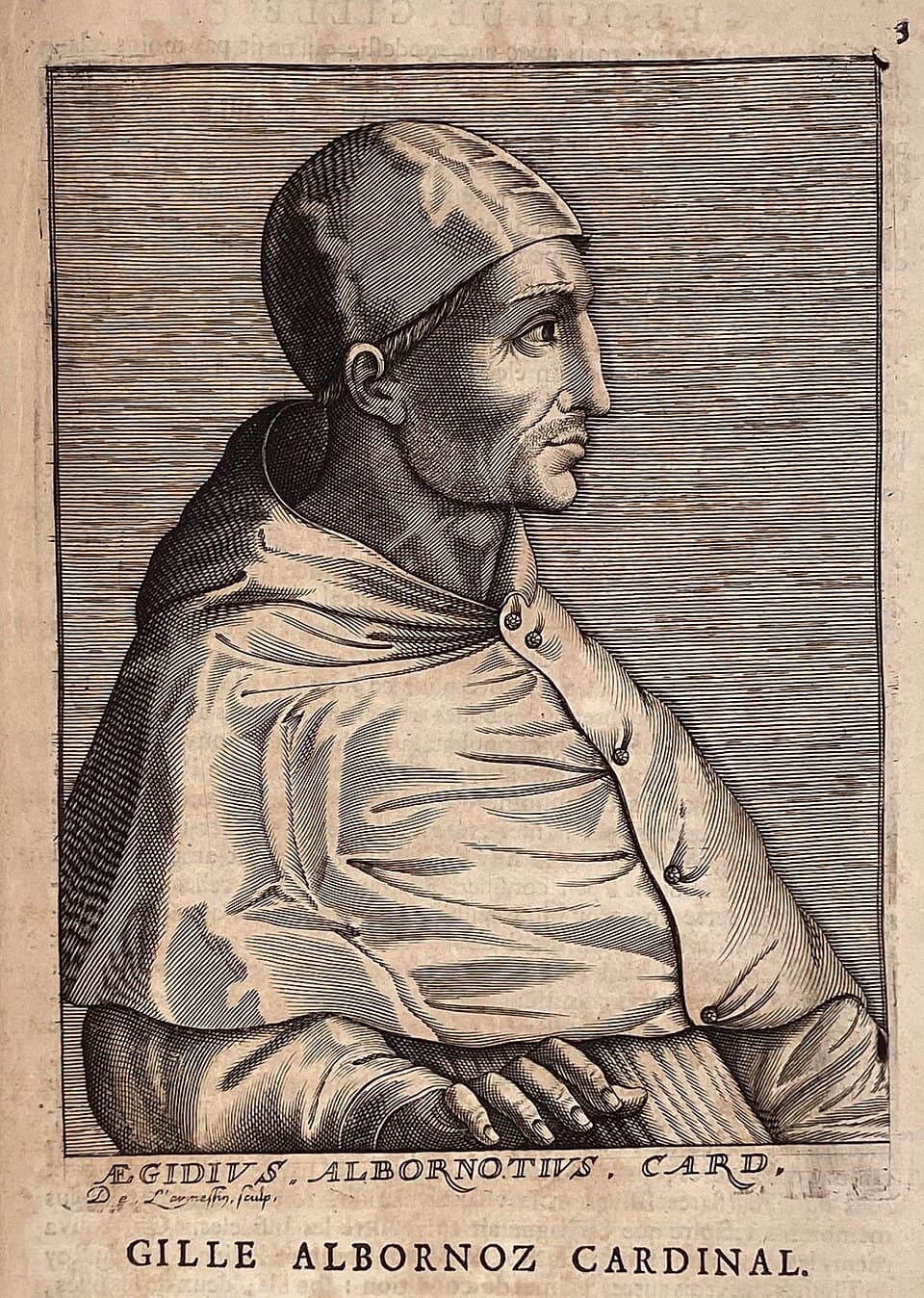 Sztychowany portret kardynała Gila Álvareza Carrillo de Albornoza