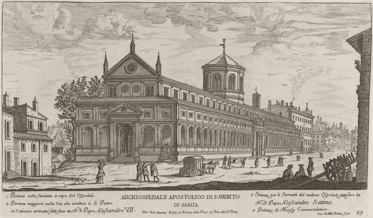 Early modern view of the Santo Spirito in Sassia Hospital in Rome
