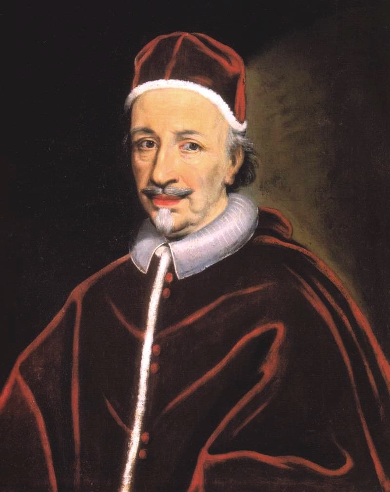Papa XII. Innocentius'un (Antonio Pignatelli) eski portresi, kırmızı camauro ve mozette, beyaz sakal