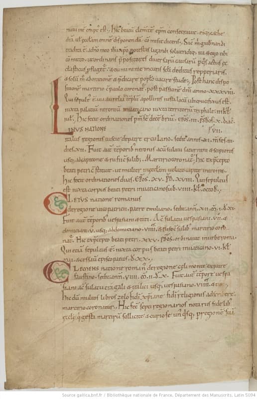 Page from a medieval manuscript of the Liber Pontificalis
