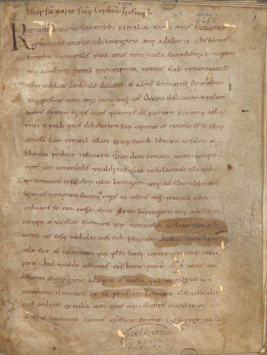 Pagina iniziale dell'Historia Ottonis di Liutprando
