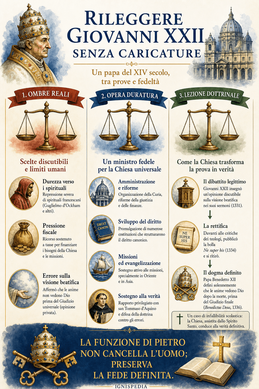 Infografica di sintesi per rileggere Giovanni XXII senza caricatura