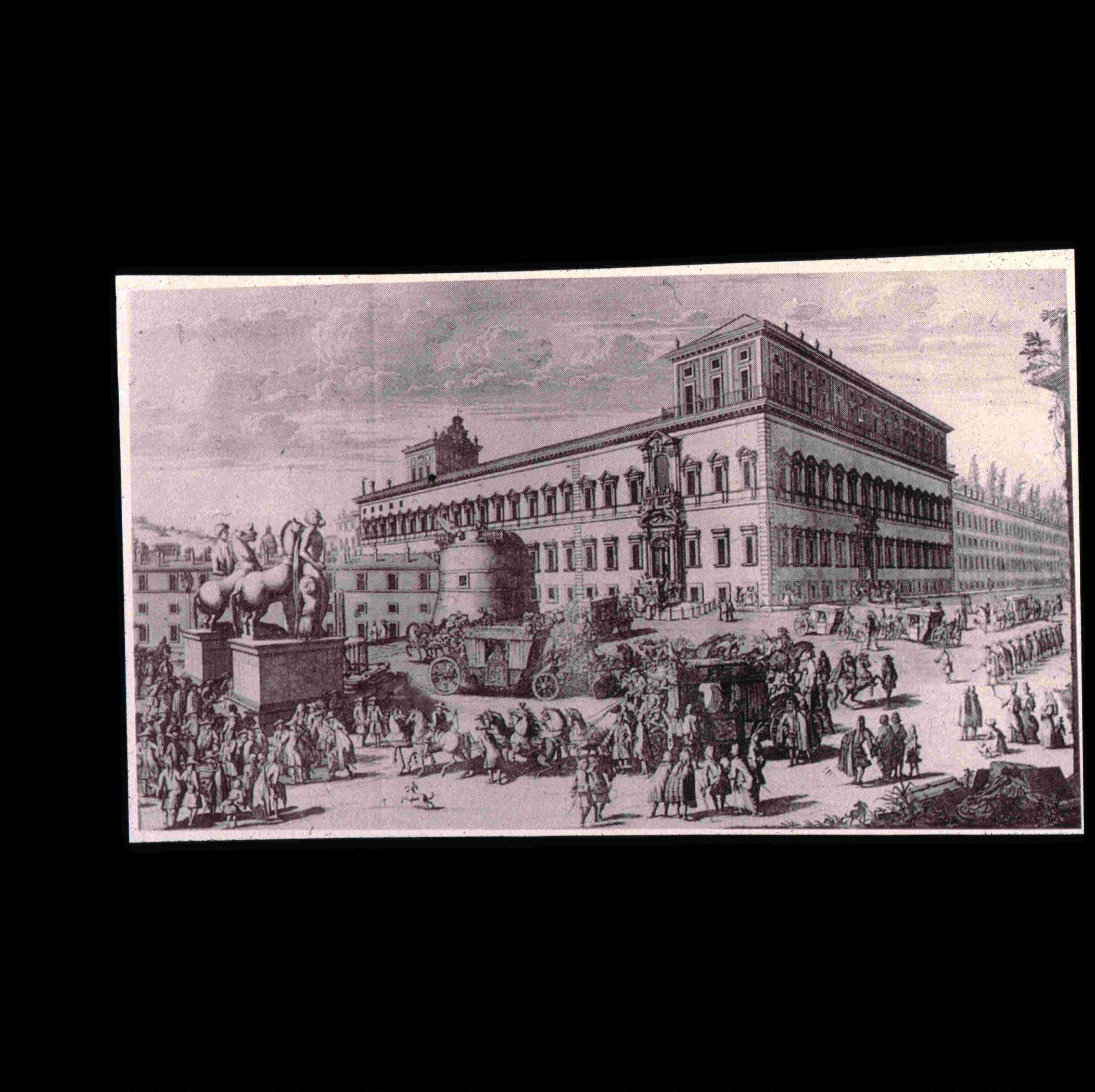 Engraving of the Quirinal Palace in Rome around 1700, public domain