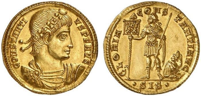 Gold solidus of Emperor Constantius II, minted at Siscia