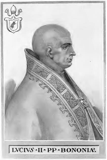Portrait gravé du pape Lucius II d'après Artaud de Montor