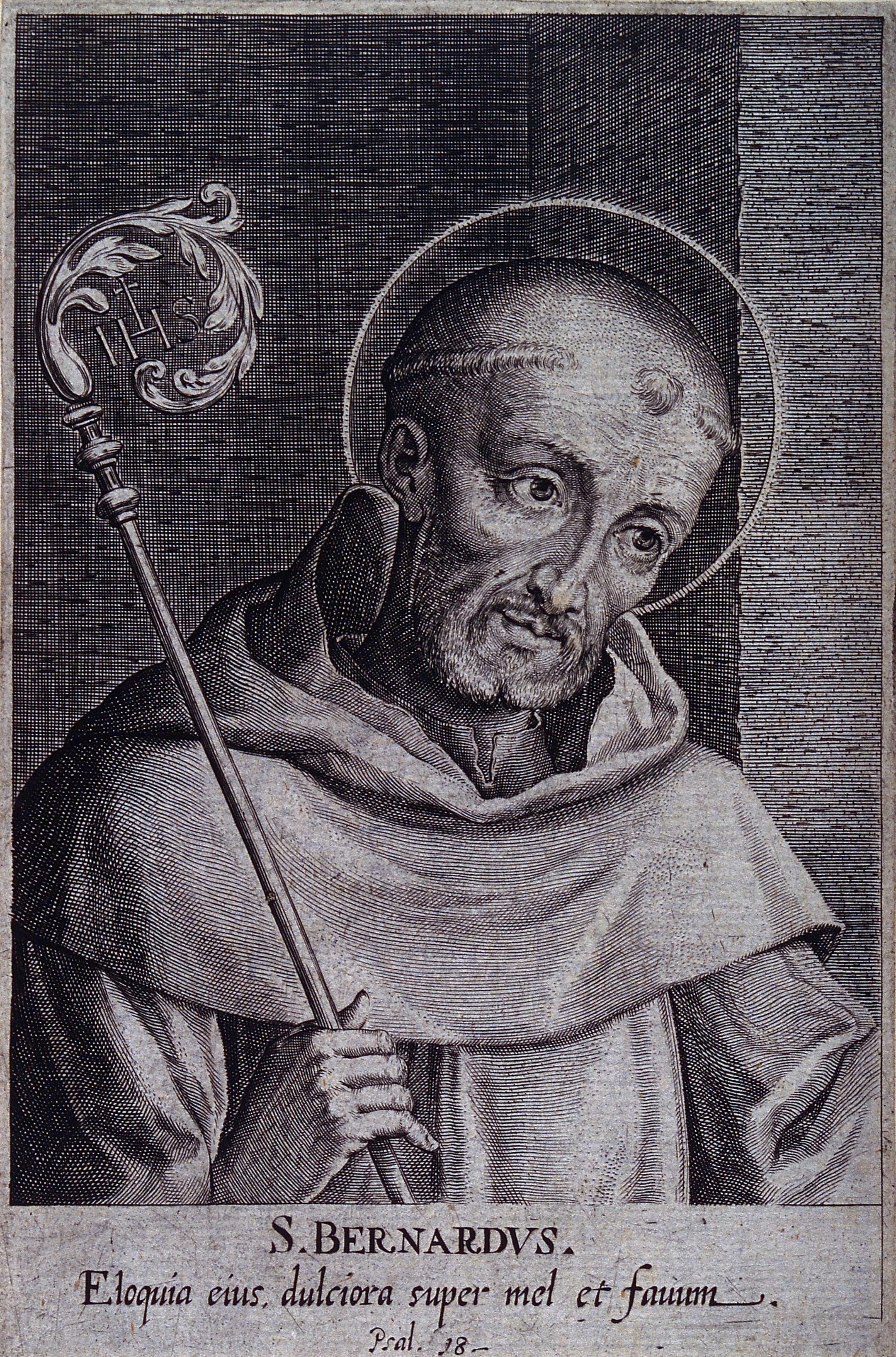 Porträt Bernhards von Clairvaux als Linienkupferstich
