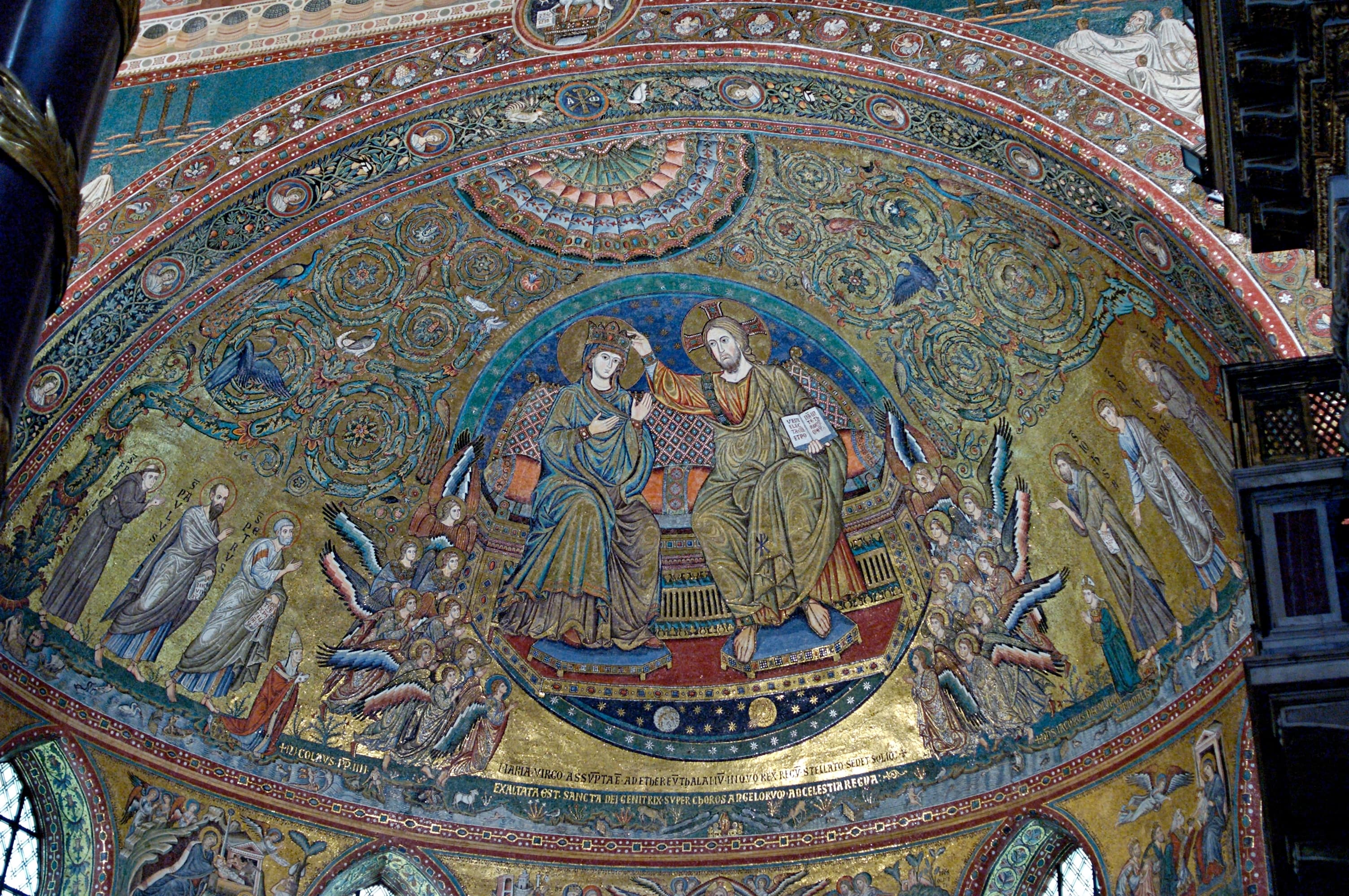 Mosaico dell'abside della basilica di Santa Maria Maggiore a Roma, l'Incoronazione della Vergine di Jacopo Torriti, commissionato da papa Niccolò IV.