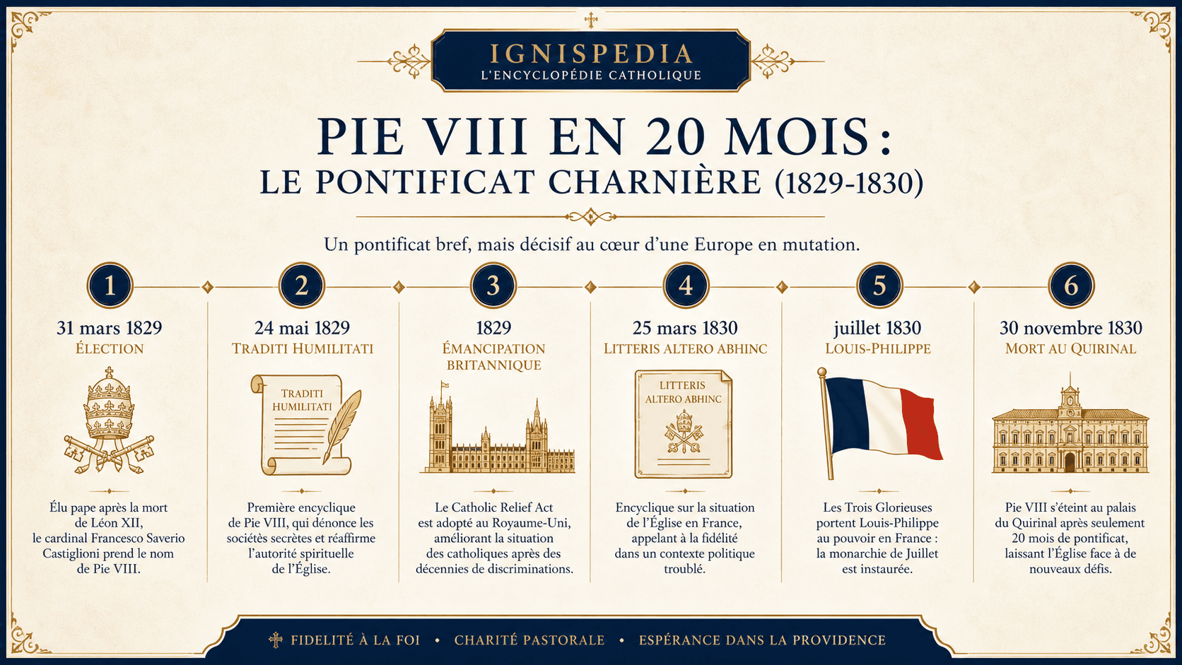 Infographie chronologique sur les vingt mois du pontificat de Pie VIII