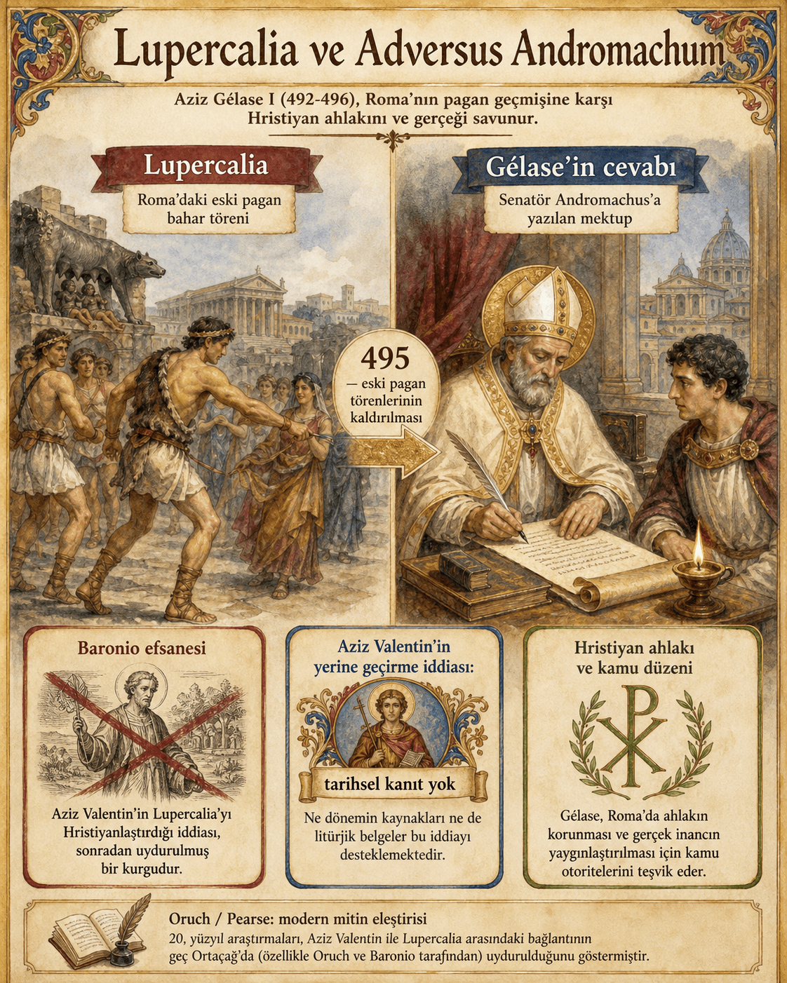 Gelasius I tarafından Luperkalia’nın kaldırılması ve Sevgililer Günü ile değiştirilmediğine dair infografik