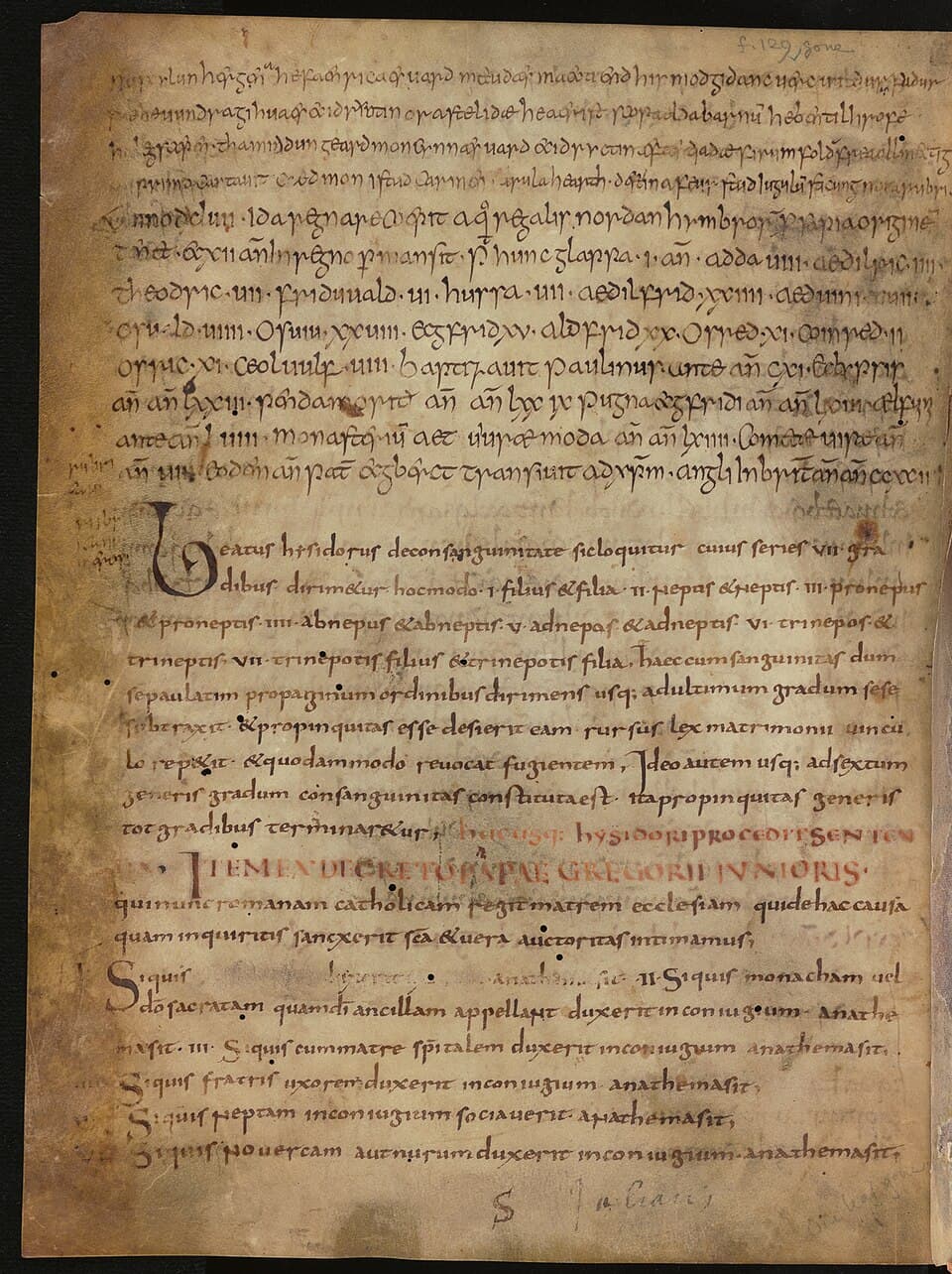 Manuscript page of the Moore Bede, eighth-century copy of the Ecclesiastical History of the English People