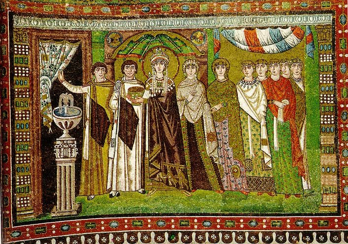 Cesarzowa Teodora na mozaice z VI wieku w San Vitale w Rawennie