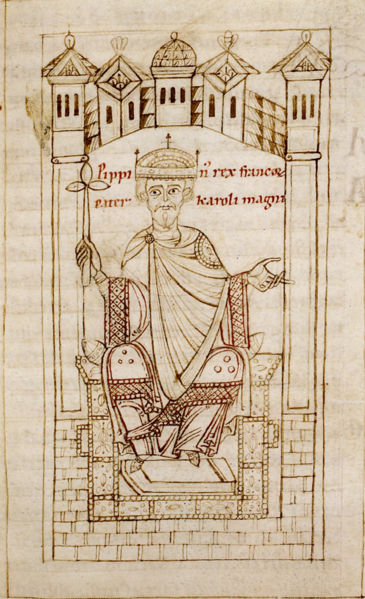 Pepin Kısa, Corpus Christi College MS 373 fol. 14 İmparatorluk Kroniği minyatürü