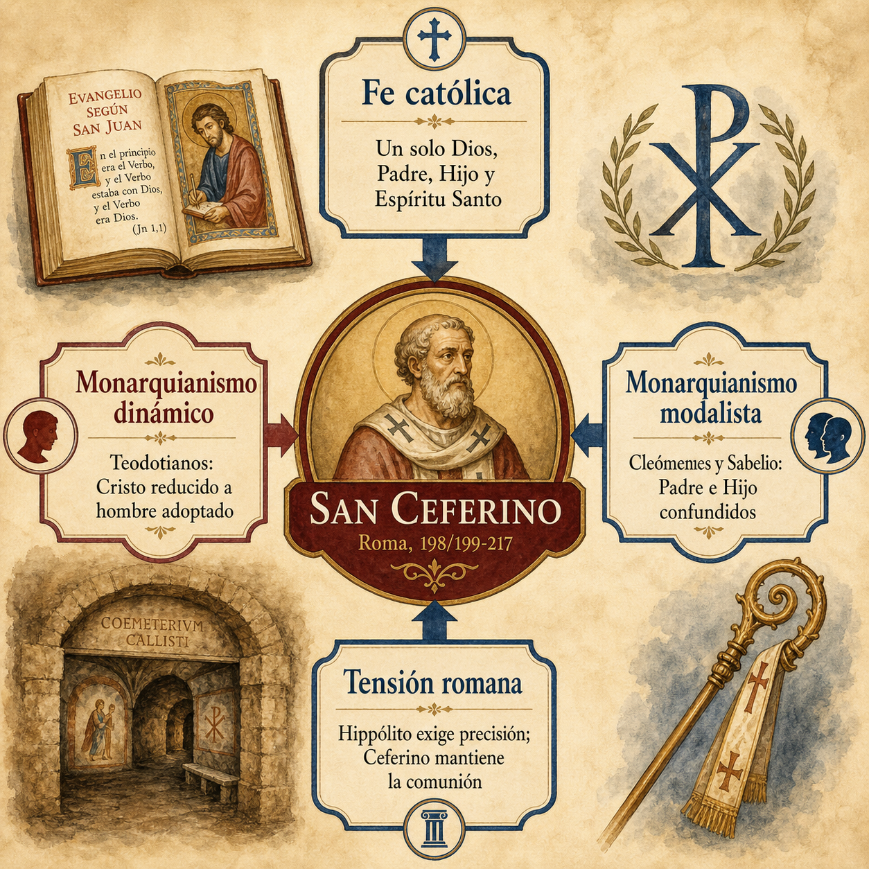Infografía: Ceferino en la encrucijada cristológica entre monarquianismo dinámico y monarquianismo modalista