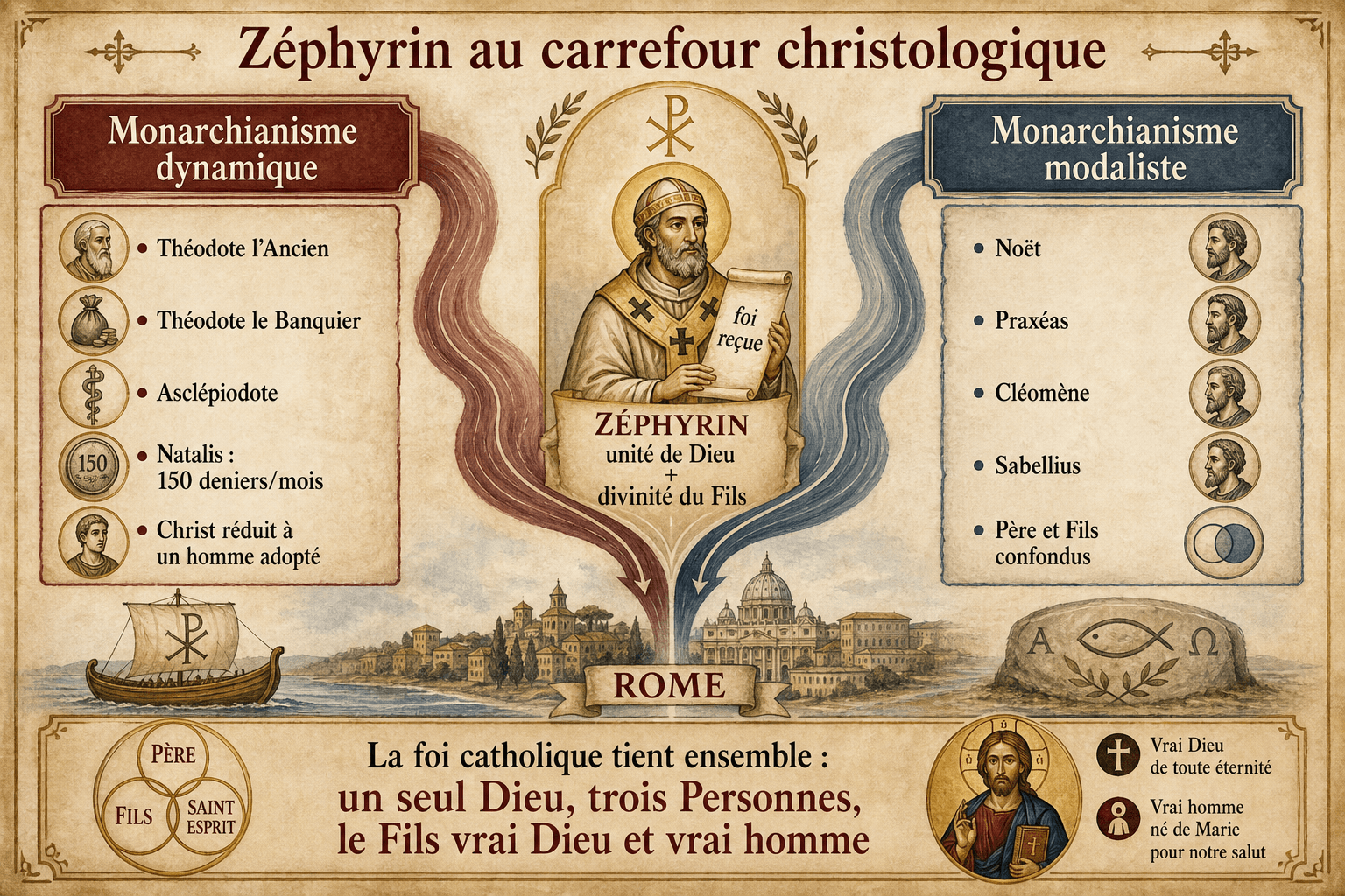 Infographie : Zéphyrin au carrefour christologique entre monarchianisme dynamique et monarchianisme modaliste