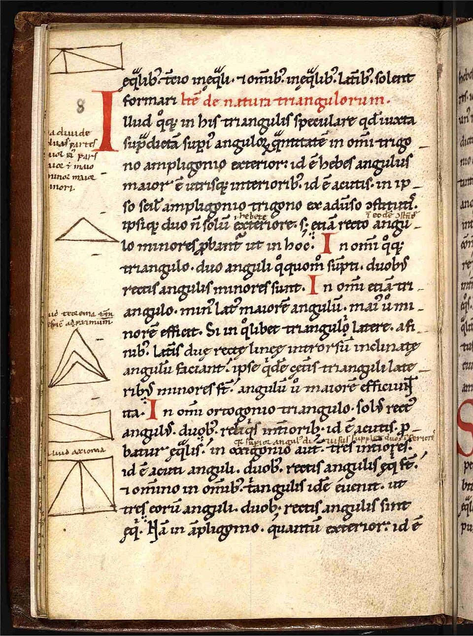 Karta manuskryptu De geometria przypisywanego Gerbertowi z Aurillac, z opisanymi figurami trójkątów