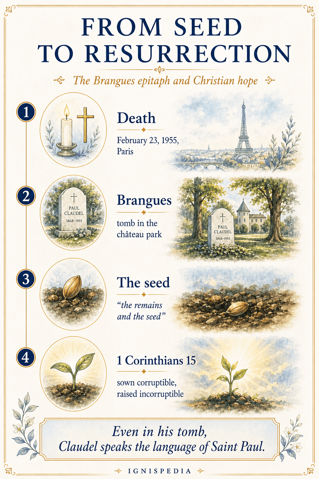 Infographic From Seed to Resurrection: Paul Claudel's epitaph at Brangues