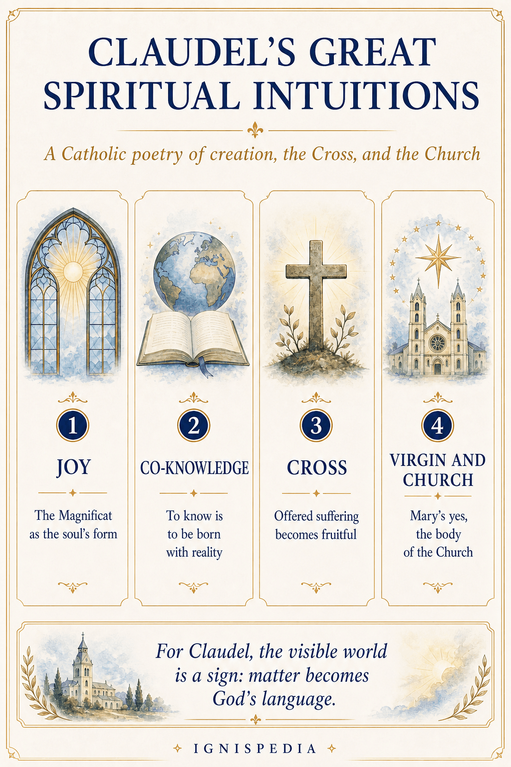 Infographic of Paul Claudel's great spiritual intuitions