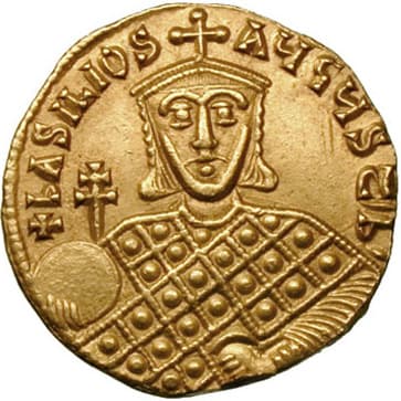 Sólido de oro del emperador Basilio I