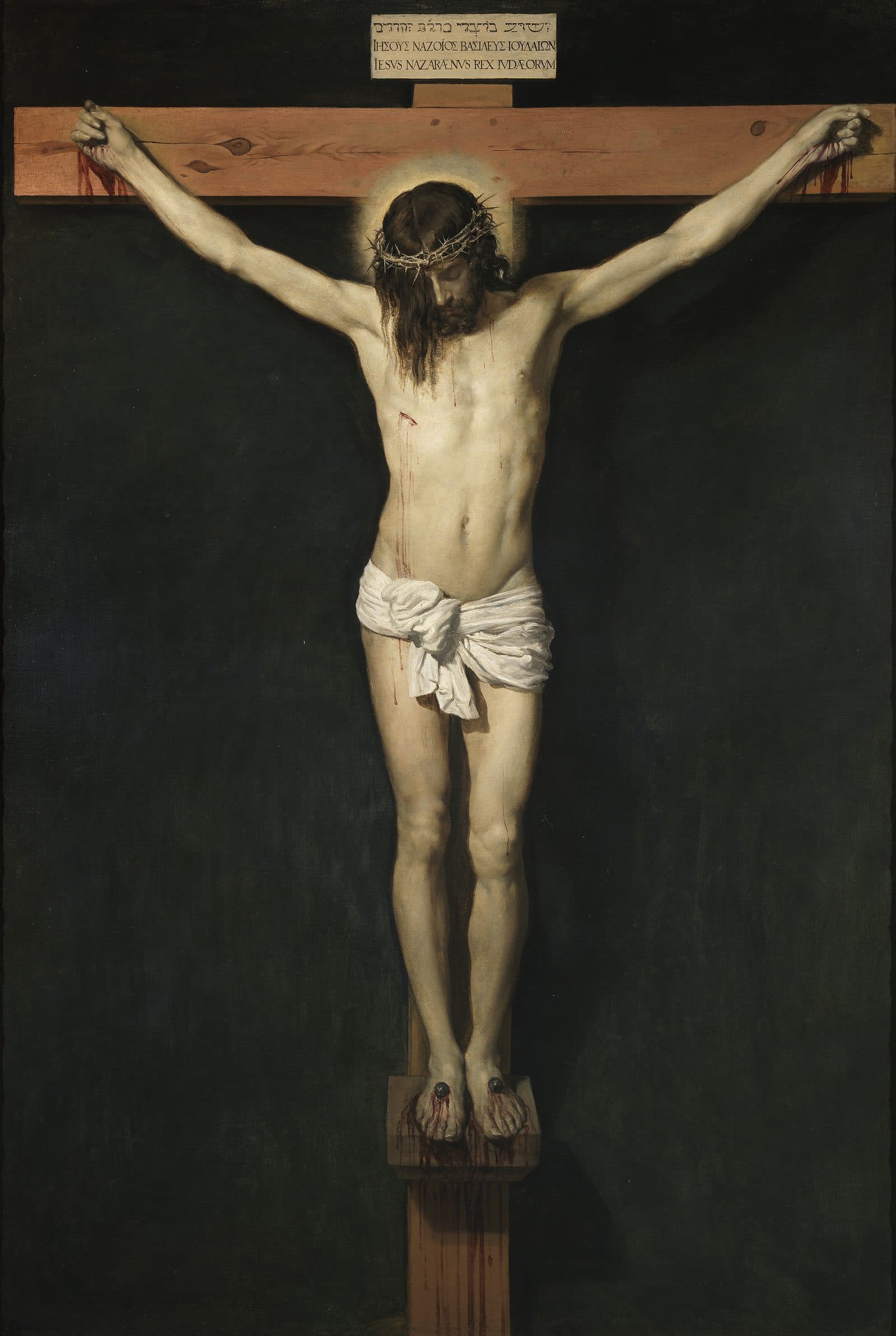 Velázquez, Cristo crocifisso: i chiodi attraversano i palmi