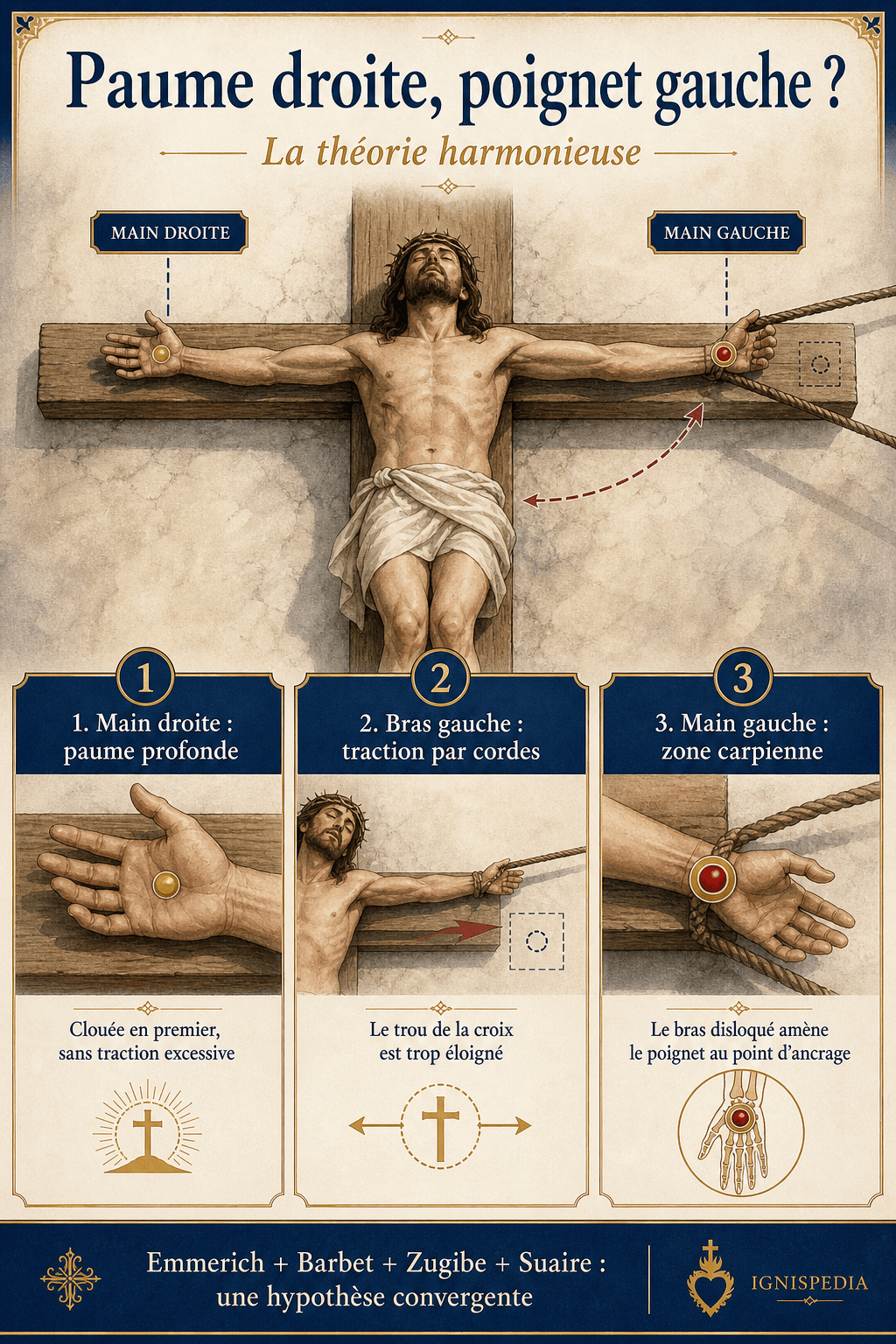 Infographie de la théorie harmonieuse : paume droite et poignet gauche