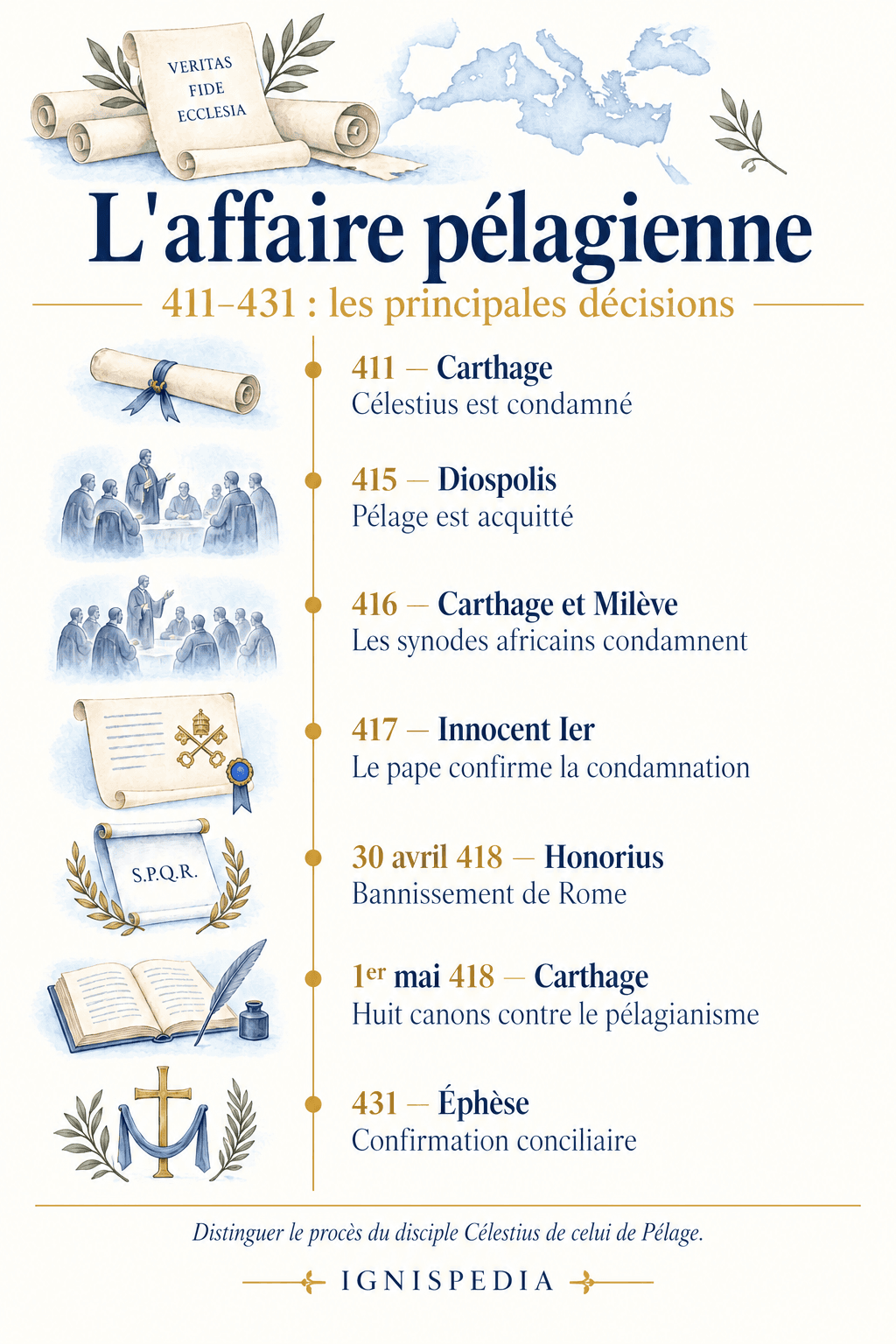 Les décisions de la controverse pélagienne, de Carthage en 411 à Éphèse en 431