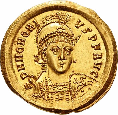 İmparator Honorius'un altın solidusu