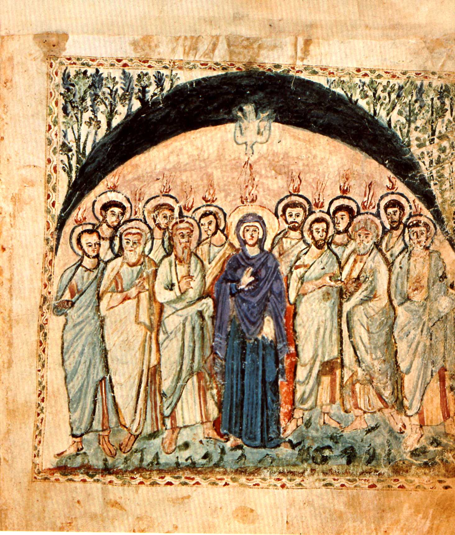 Maria e os Apóstolos no Pentecostes nos Evangelhos de Rabbula