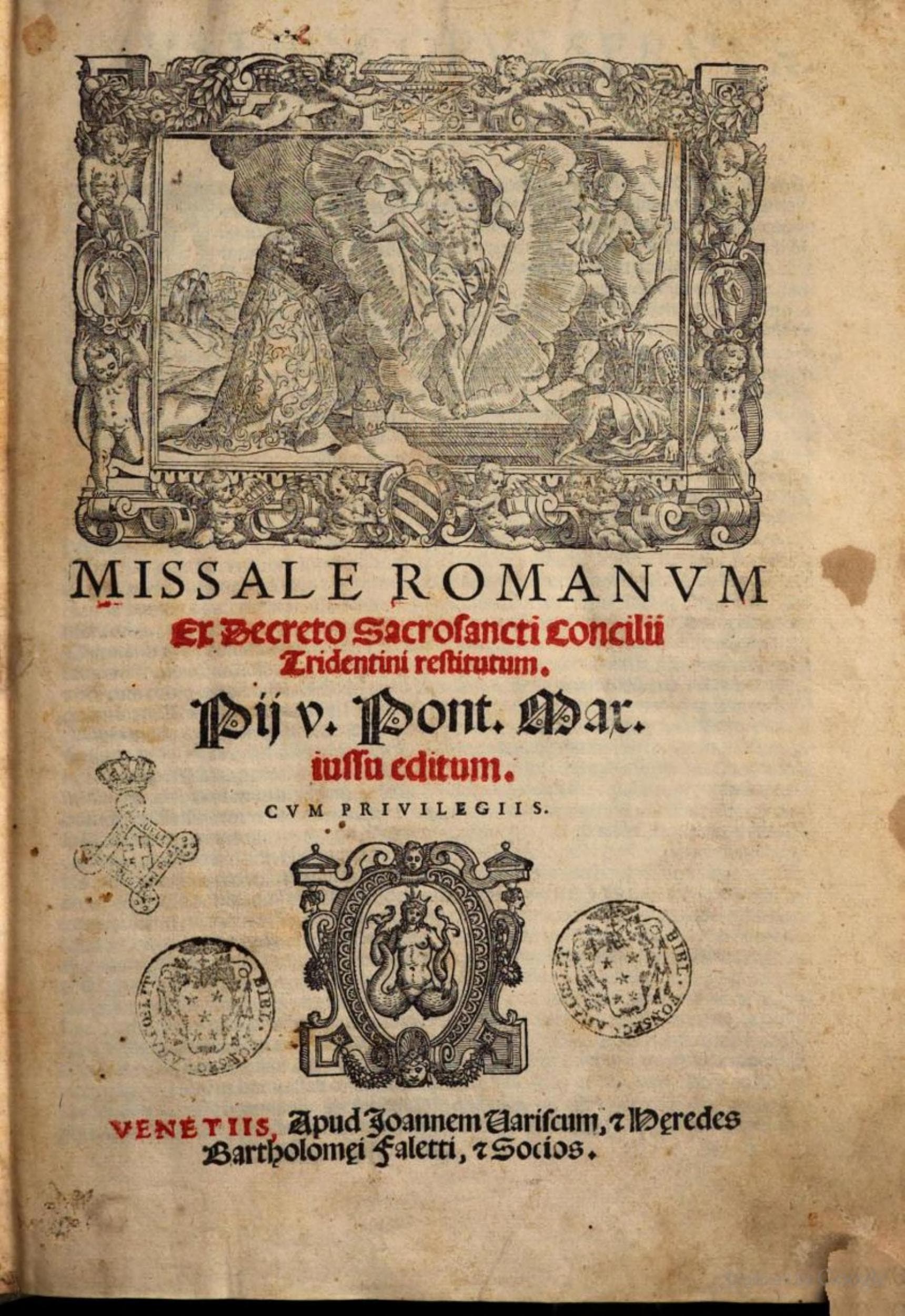 Folha de rosto da edição veneziana de 1570 do Missal Romano de Pio V