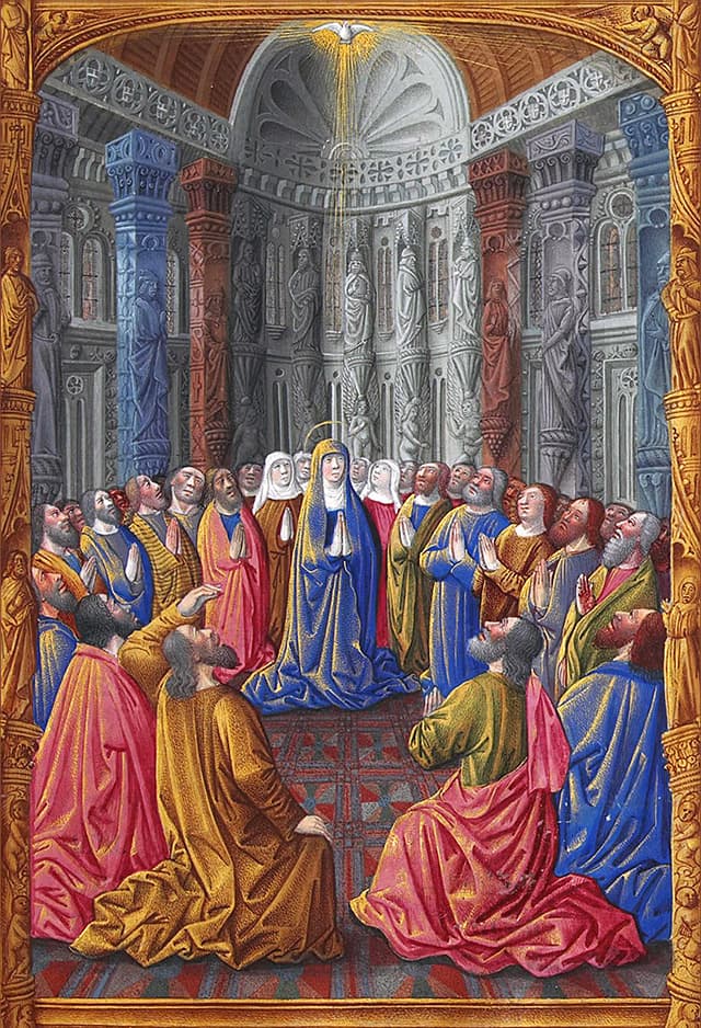 Miniatura do Pentecostes das Muito Ricas Horas do duque de Berry, fólio 79r