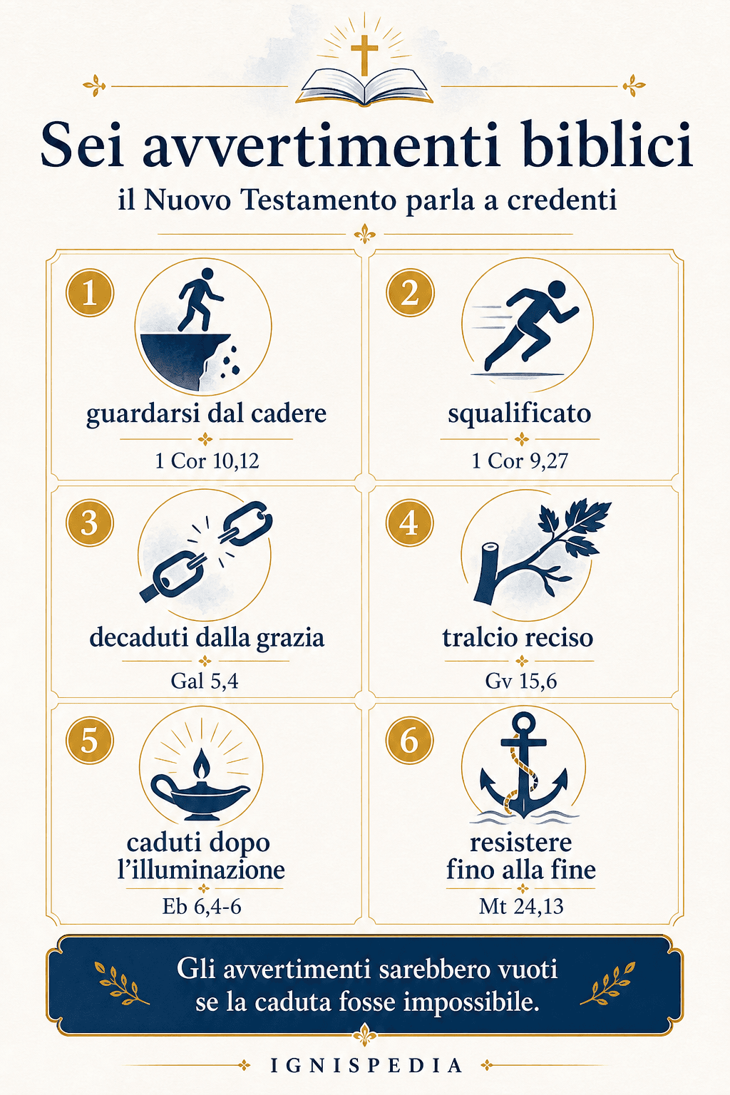 Infografica — i principali avvertimenti biblici sul rischio di perdere la salvezza