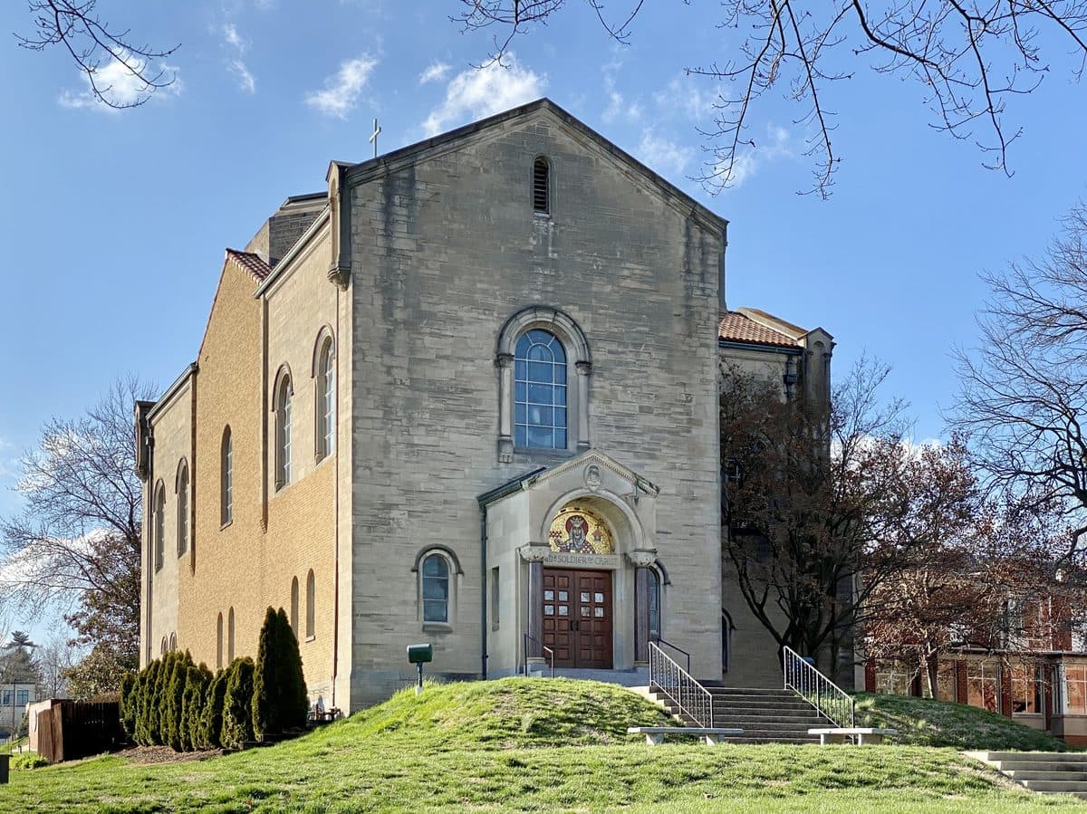 The shrine of Saint Philippine Duchesne at Saint Charles, Missouri, a building with a red tile roof