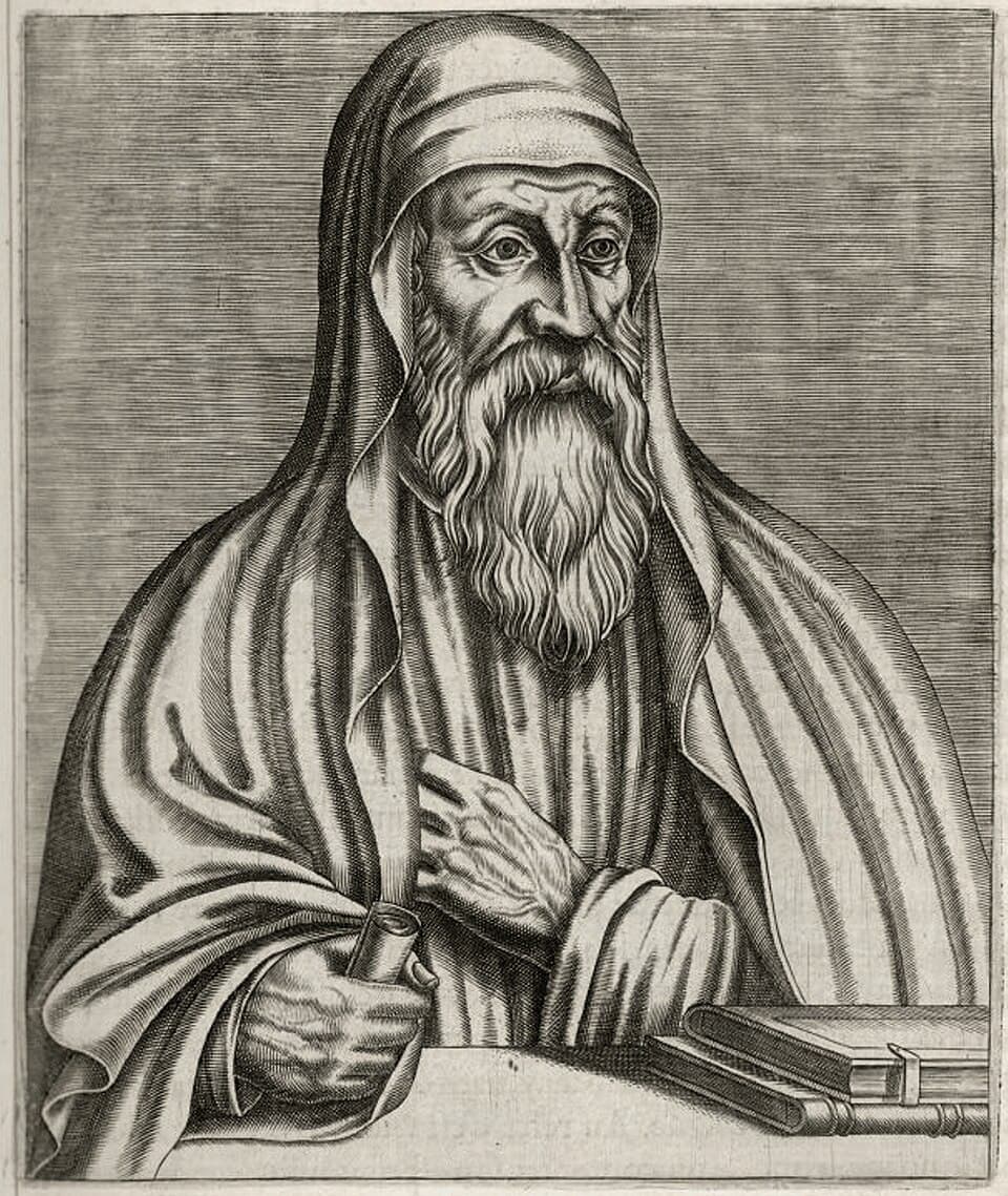 Retrato grabado de Orígenes, gran exégeta de la escuela cristiana de Alejandría heredera del método alegórico