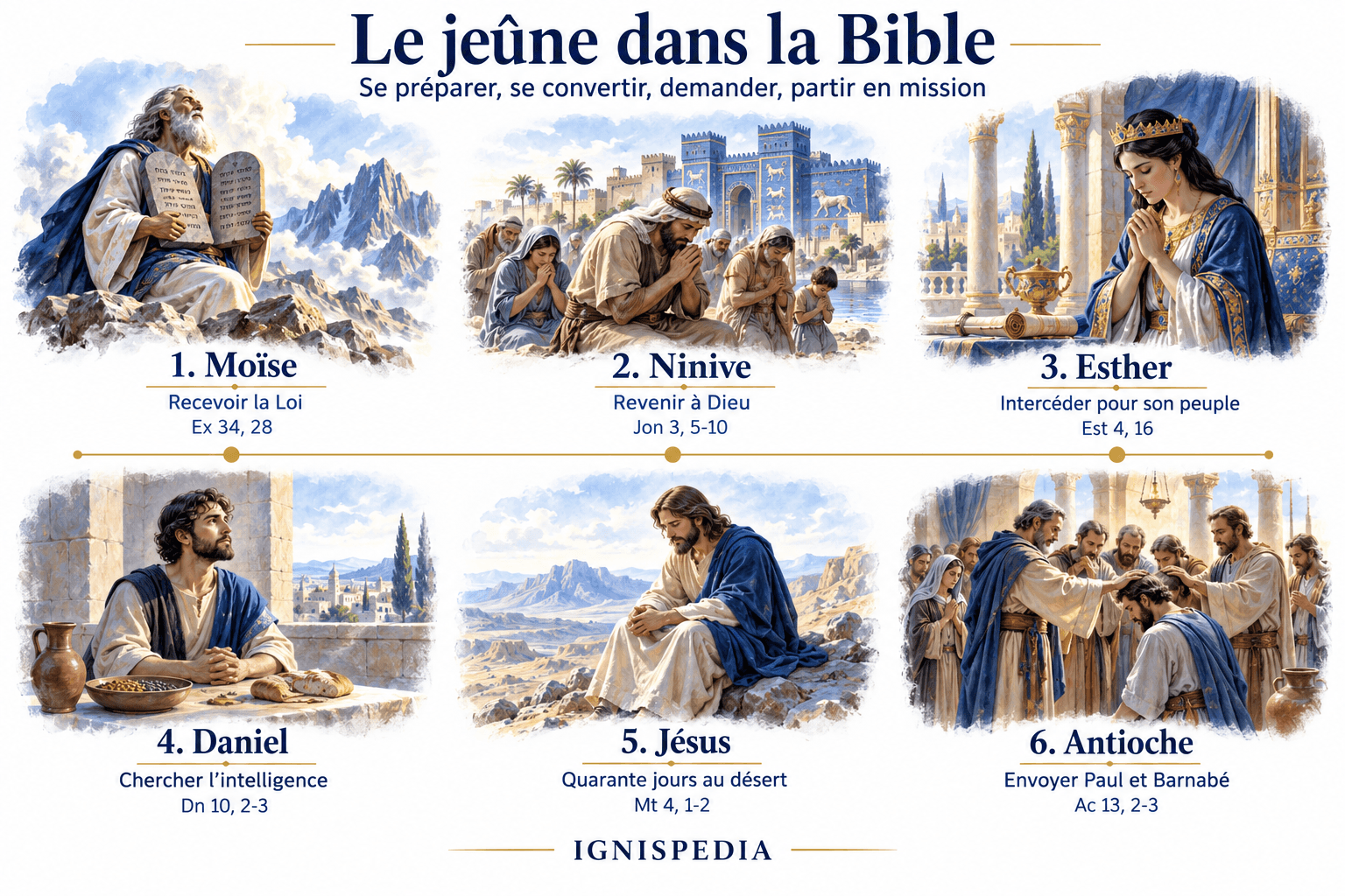 Illustrated frieze of the great fasts of the Bible, from Moses to Christ