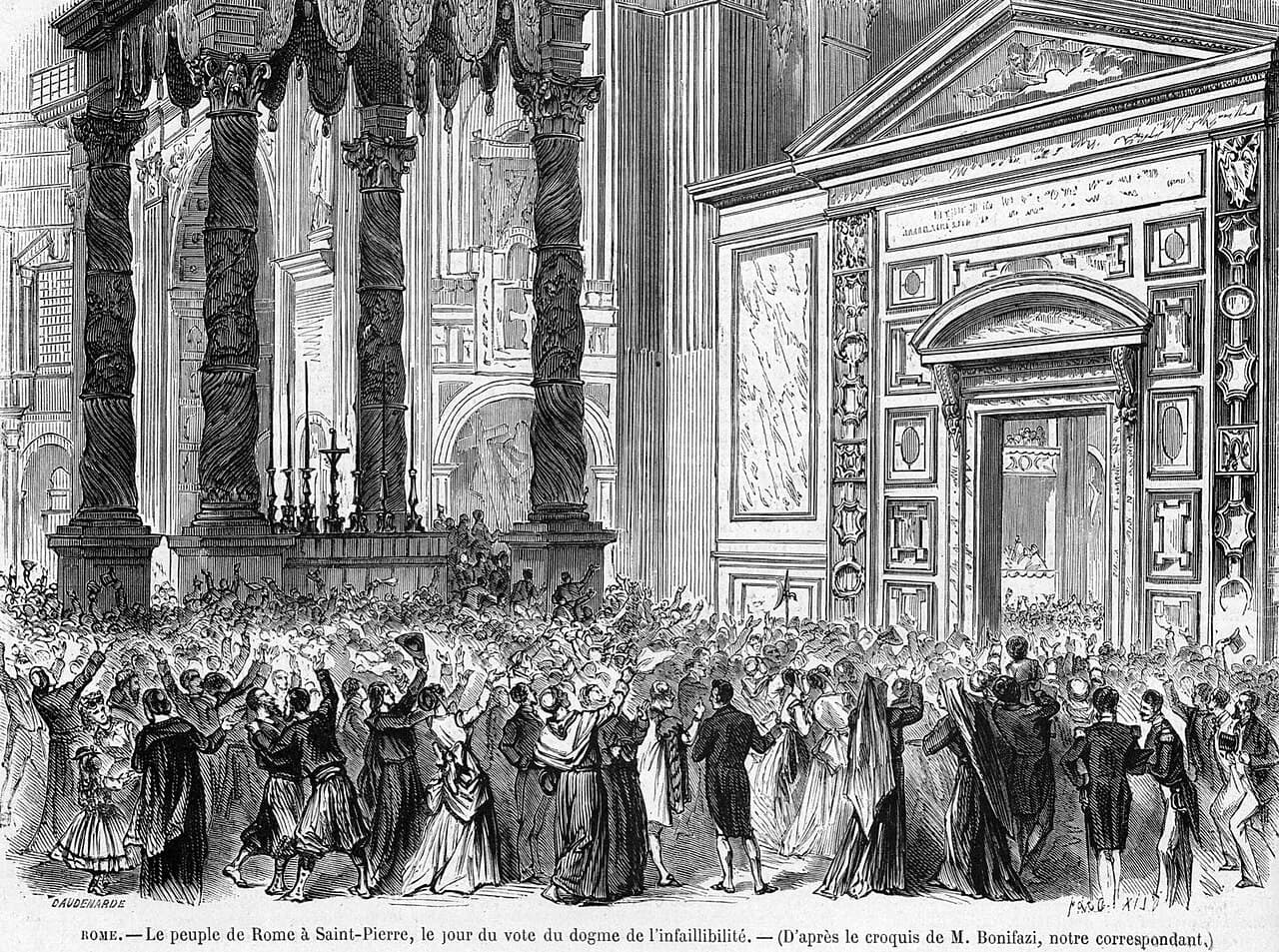 O povo de Roma na basílica de São Pedro no dia da votação da infalibilidade, 18 de julho de 1870